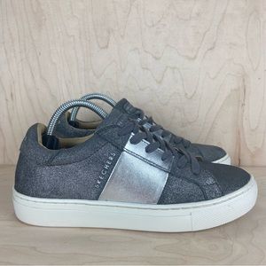 Skechers Side Street Banded Silver Sneakers Shoes Women’s Size 6